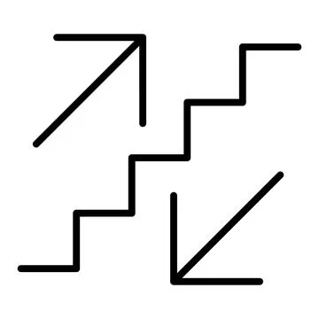 Stairs up and down arrow graph sign icon. Flat web walk step design vector il Stock Illustration