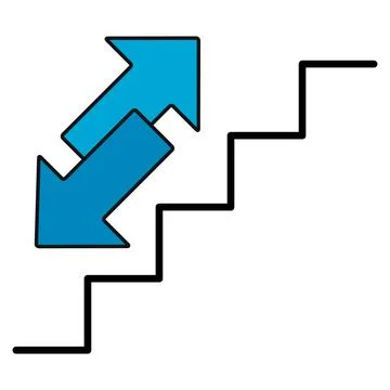 Stairs up and down arrow graph sign icon. Flat web walk step design vector il Stock Illustration