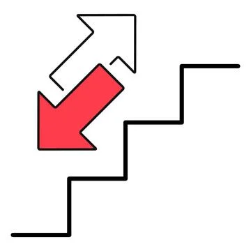 Stairs up and down arrow graph sign icon. Flat web walk step design vector il Stock Illustration