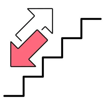 Stairs up and down arrow graph sign icon. Flat web walk step design vector il Stock Illustration