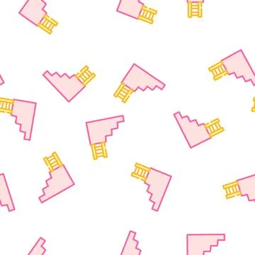 Stairs and ladder construction vector seamless pattern Stock Illustration