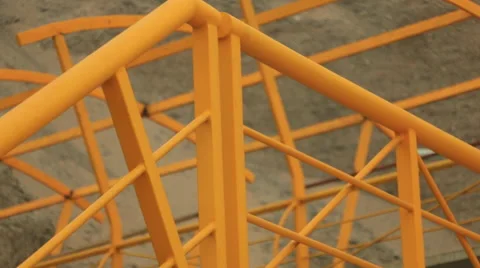 Stairs and psychedelic railing structure to modern overpass 3 Stock Footage 48915075