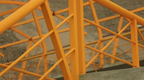 Stairs and psychedelic railing structure to modern overpass 2 Stock Footage 48915086