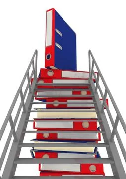 Stairs and a stack of office folders Stock Illustration