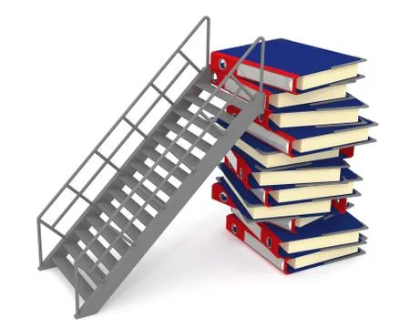 Stairs and a stack of office folders イラスト素材