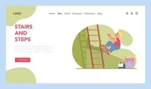 Stairs and steps danger. Flat vector illustration Illustrazione stock