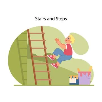 Stairs and steps danger. Flat vector illustration 스톡 일러스트