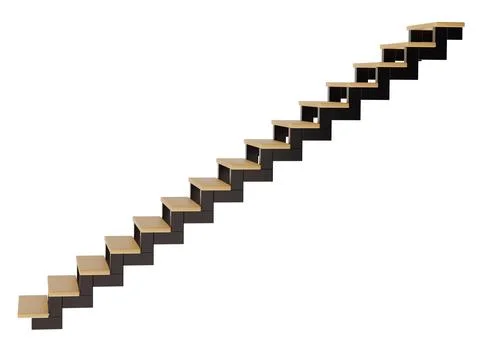 Stairs are shown from a side view with a clear background and a simple design Stock Illustration