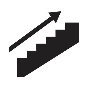 Stairs with arrow icon vector design template in black color isolated sign on Illustrazione stock