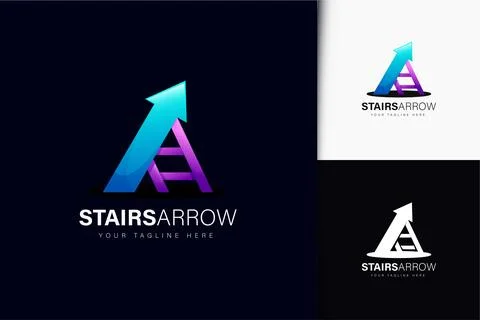 Stairs arrow logo design with gradient Stock Illustration