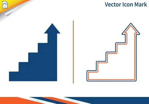 Stairs with arrow showing progress and growth. Stock-Illustration