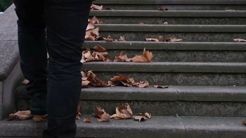 Stairs in autumn Stock Footage 172099596