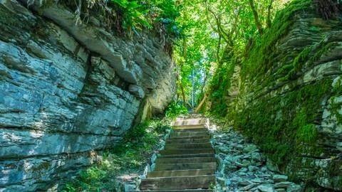 Stairs between the rocks Stock Photos
