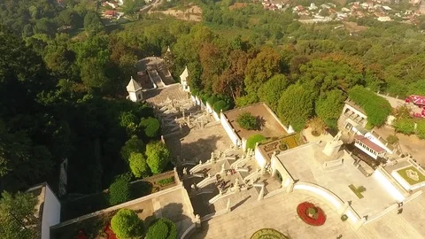 Stairs to Bom Jesus do Monte, Braga, Portugal aerial view Stock Footage 72288296