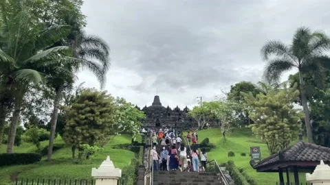 Stairs of The Borobudur temple Stock Footage 228823478