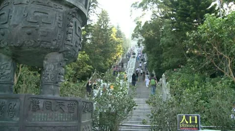 Stairs to Buddha monument Stock Footage 10587674