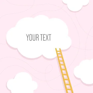 Stairs to the cloud with text place. Template for you design. Vector Illust.. Illustrazione stock