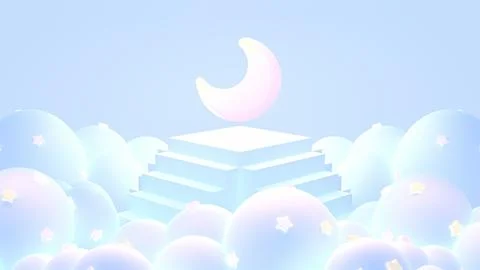 Stairs in the clouds with moon Stock Illustration