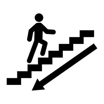 Stairs down arrow graph sign icon. Flat web walk step design vector illustrat Stock Illustration