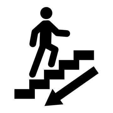 Stairs down arrow graph sign icon. Flat web walk step design vector illustrat Stock Illustration