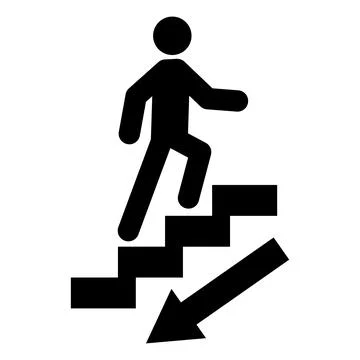 Stairs down arrow graph sign icon. Flat web walk step design vector illustrat Stock Illustration