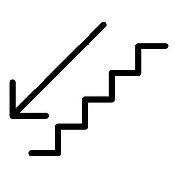 Stairs down arrow graph sign icon. Flat web walk step design vector illustrat Stock Illustration