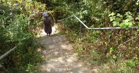 Stairs down the hill Stock Footage 261424976