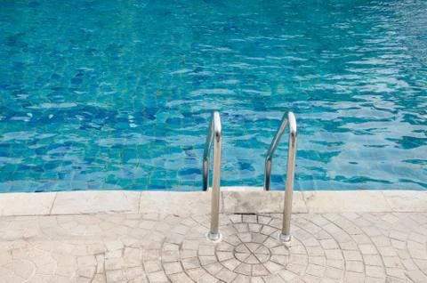 Stairs down to the pool Foto stock