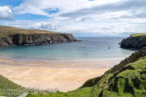 The stairs down to the Silver Strand in County Donegal - Ireland Stock Photos
