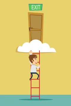 Stairs to the exit on the cloud Stockillustratie