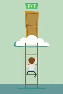 Stairs to the exit on the cloud Stockillustratie