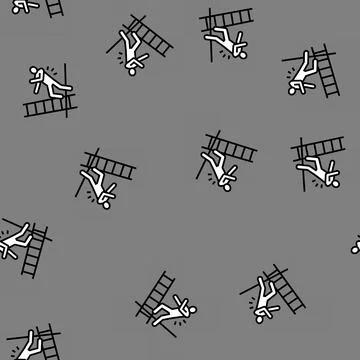Stairs fall man accident vector seamless pattern Stock Illustration