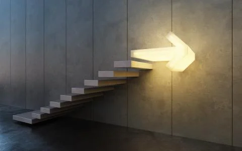 Stairs going  upward, 3d rendering Stock Illustration