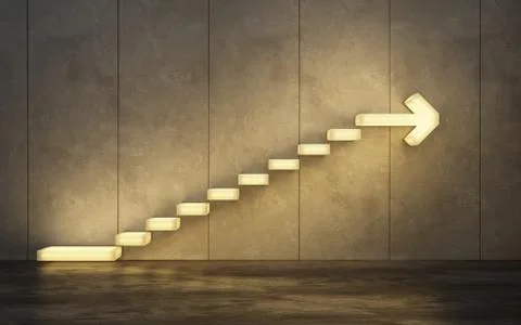 Stairs going  upward, 3d rendering Stock Illustration