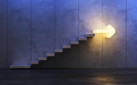 Stairs going  upward, 3d rendering Stock Illustration