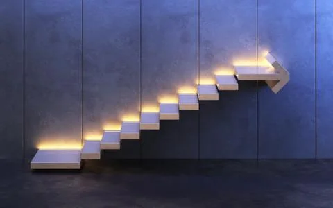 Stairs going  upward, 3d rendering Stock Illustration