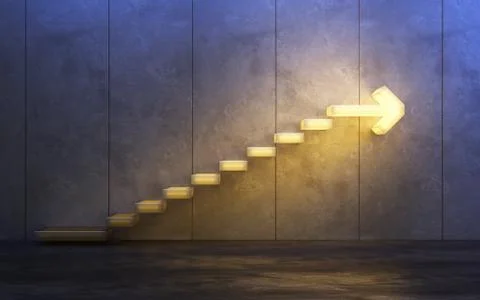 Stairs going  upward, 3d rendering Stock Illustration