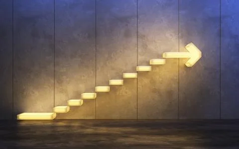 Stairs going  upward, 3d rendering Stock Illustration