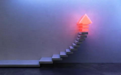 Stairs going  upward, 3d rendering Stock Illustration