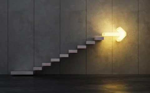 Stairs going  upward, 3d rendering Stock Illustration