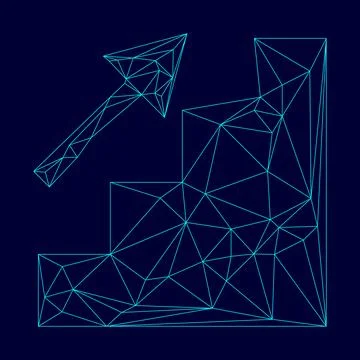 Stairs growth low poly triangulation triangulated polygonal electric cyan blu Ilustración de archivo