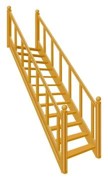 Stairs for the house inside to the second floor made of wooden vector illustr Ilustración de archivo