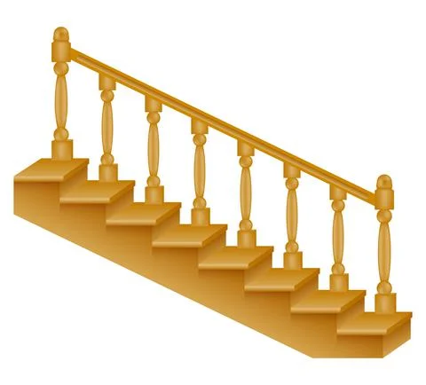 Stairs for the house inside to the second floor made of wooden vector illustr Ilustración de archivo