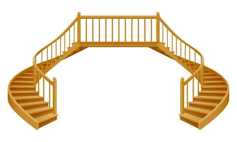 Stairs for the house inside to the second floor made of wooden vector illustr Ilustración de archivo