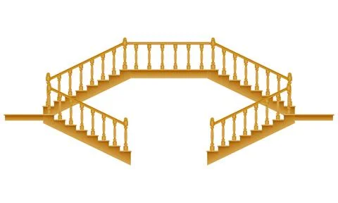 Stairs for the house inside to the second floor made of wooden vector illustr Stock Illustration