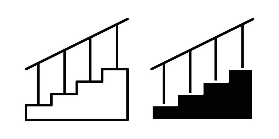 Stairs icon linear versions pack on white background Ilustração Stock