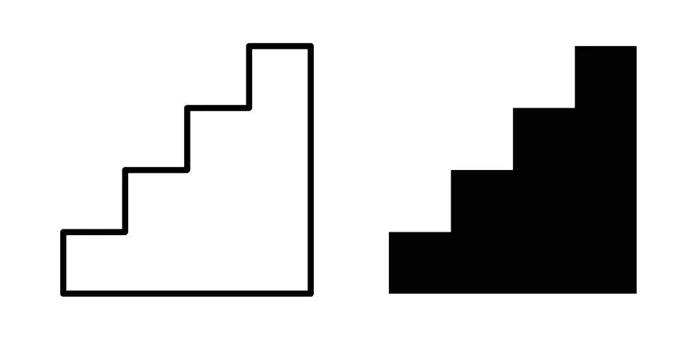 Stairs icon vector concepts, line and silhouette style Stock Illustration