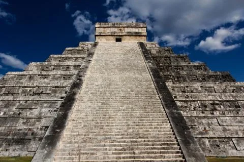 Stairs of Kukulkan Pyramid at Chichen Itza Stock Photos