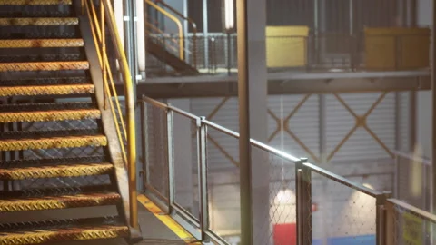 Stairs leading to a higher level in a modern building during the day Stock Footage 345007388