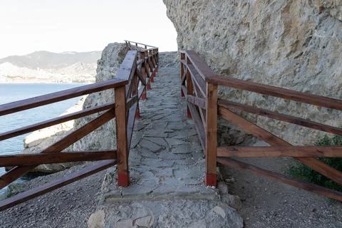 Stairs leading to the top of the mountain Stock Photos